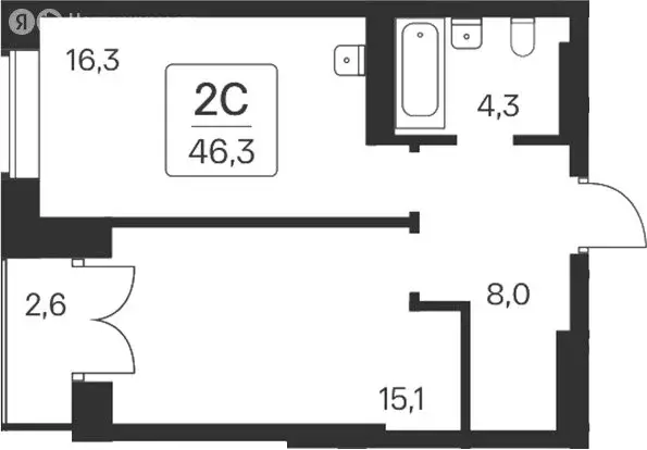 2-комнатная квартира: Новосибирск, ЖК Расцветай на Красном (43.7 м) - Фото 0