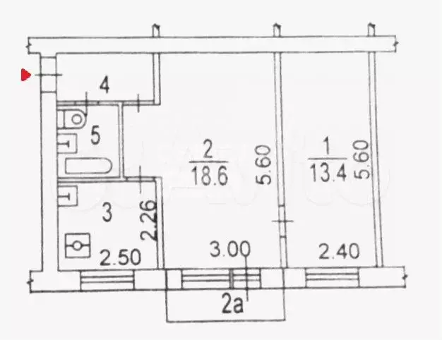 2-к. квартира, 43,5 м, 4/5 эт. - Фото 0