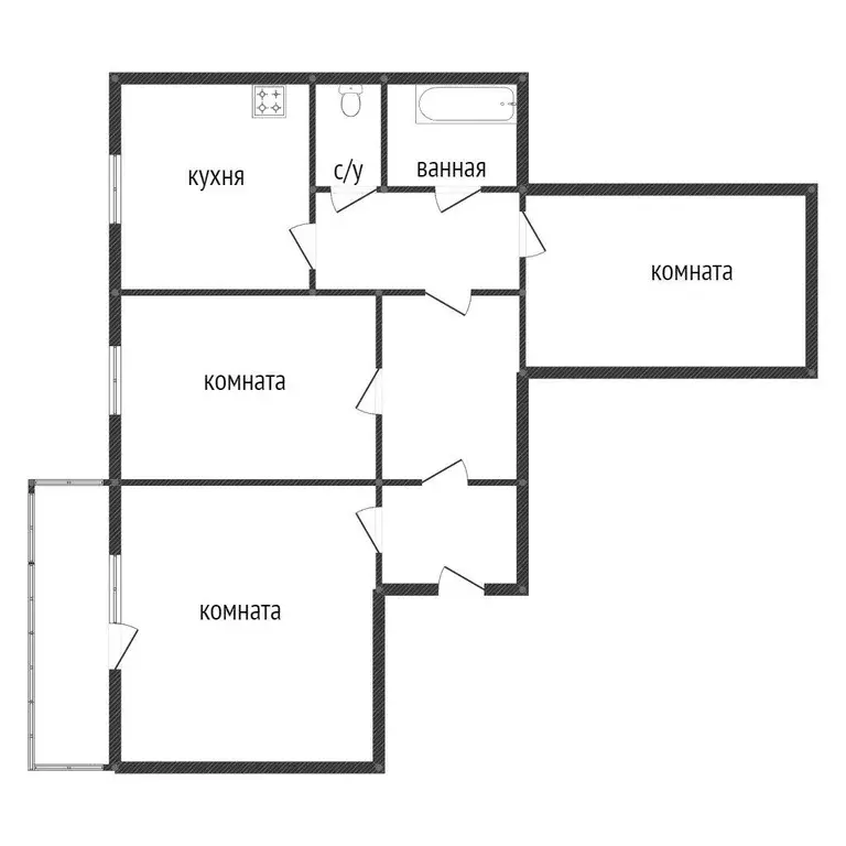 Квартира, 3 комнаты, 58.3 м - Фото 1