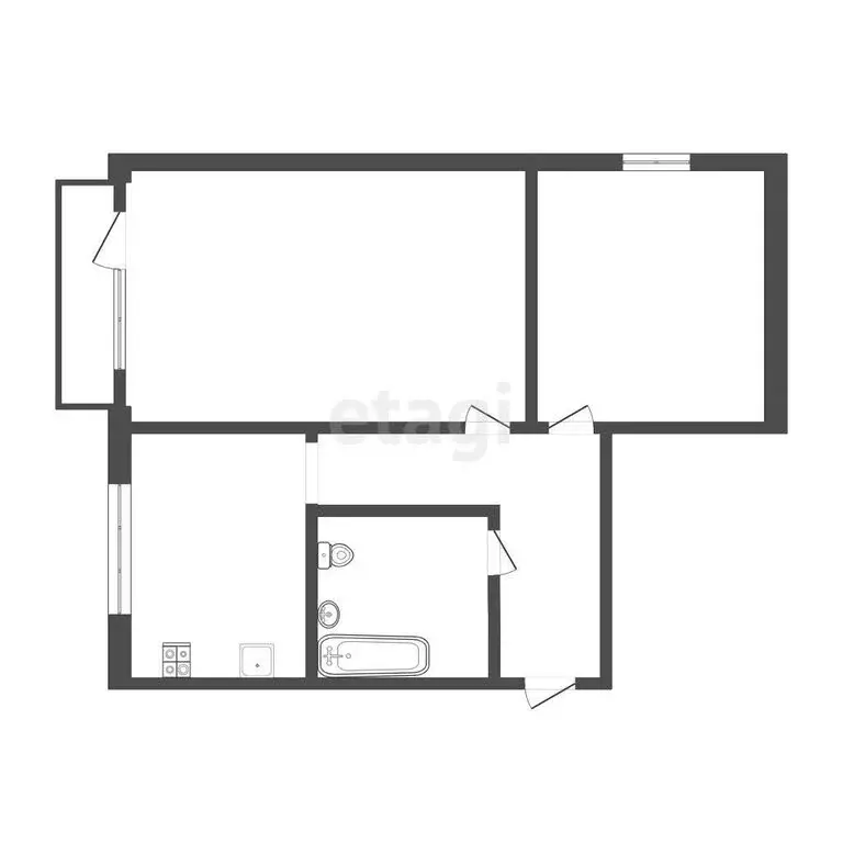 2-комнатная квартира: деревня Лоскутово, улица Гагарина, 41 (34.7 м) - Фото 1
