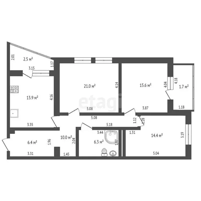3-комнатная квартира: Зеленоградск, улица Лермонтова, 20 (98 м) - Фото 0