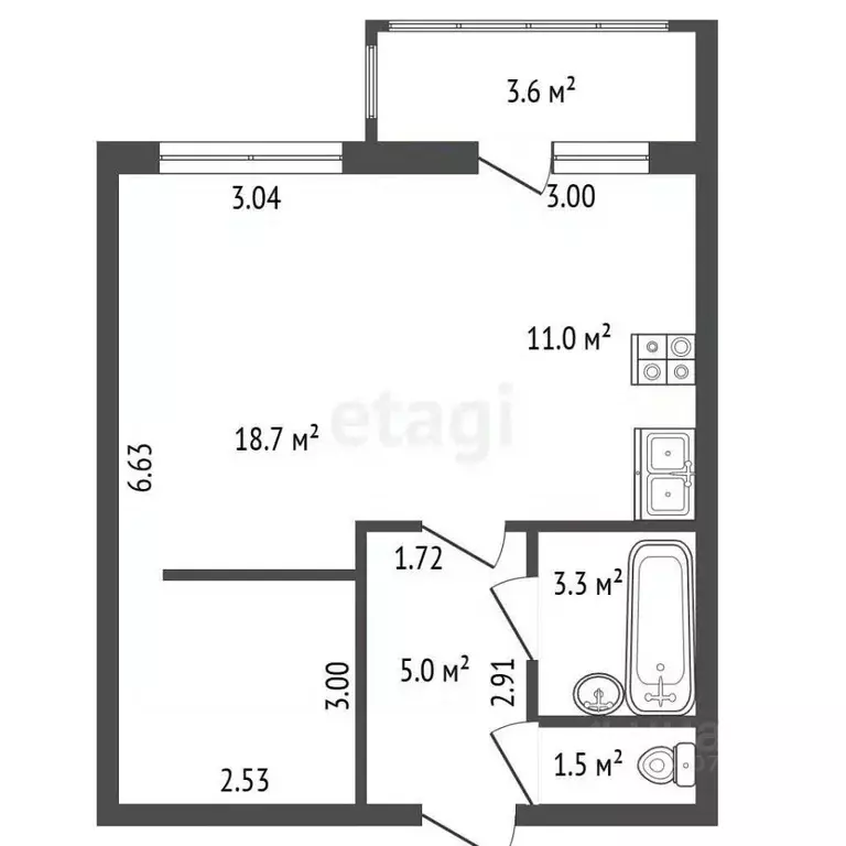 1-к кв. Санкт-Петербург просп. Народного ополчения, 149 (39.5 м) - Фото 2