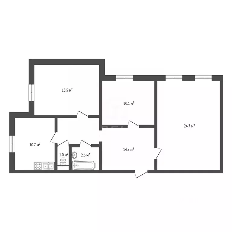 3-к кв. Санкт-Петербург Афонская ул., 24К1 (79.3 м) - Фото 1