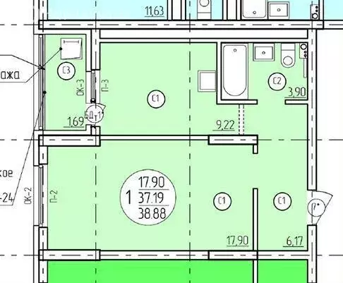 1-комнатная квартира: Уфа, Айская улица, 18/1 (37.8 м) - Фото 1