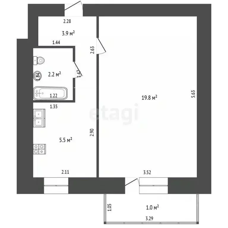 1-к кв. Калининградская область, Калининград Ангарская ул., 80 (31.3 ... - Фото 2
