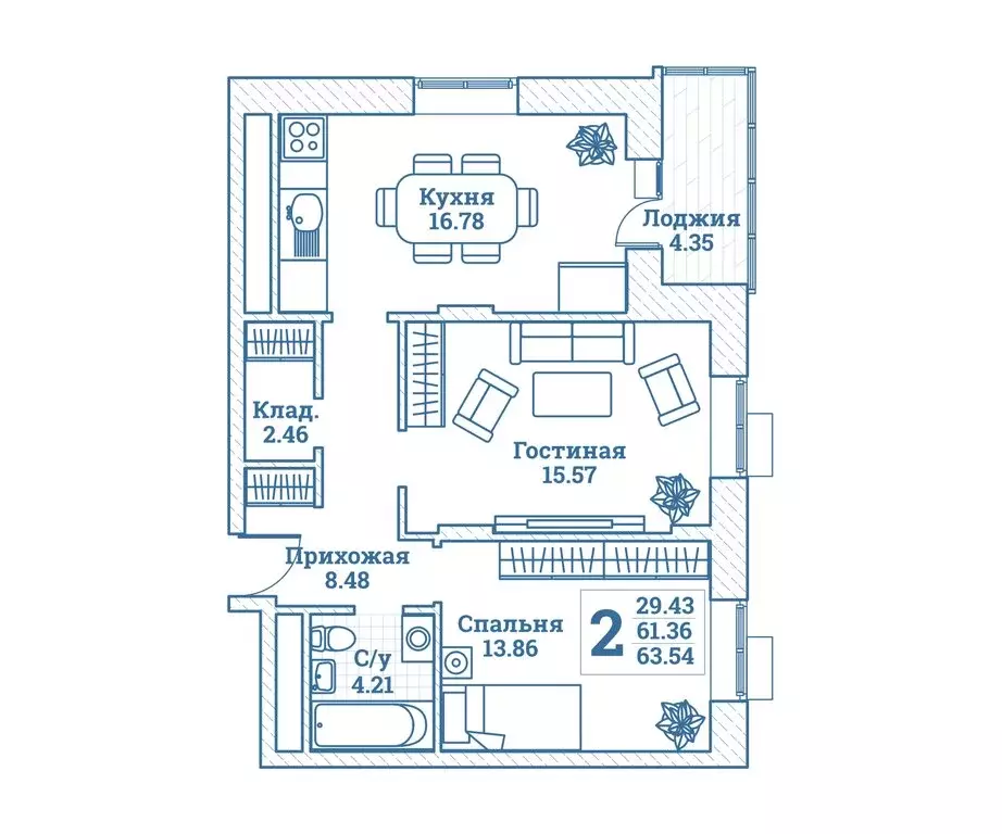 2-комнатная квартира: посёлок городского типа Монино, жилой комплекс ... - Фото 1