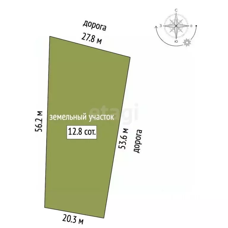 Участок в Воронежская область, Борисоглебск ул. Фрунзе, 122 (12.8 ... - Фото 1