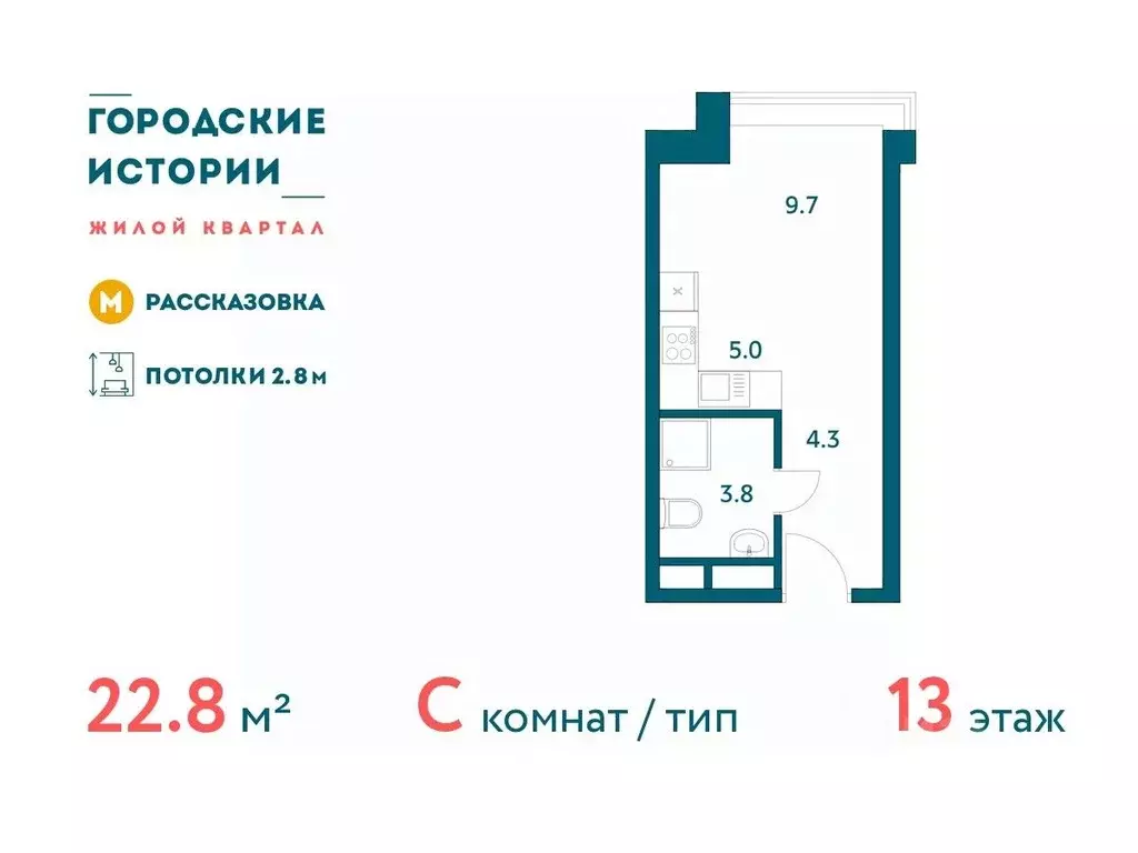 Студия Москва Городские Истории жилой комплекс (22.84 м) - Фото 0