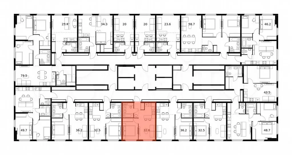 1-к. квартира, 32,6 м, 22/25 эт. - Фото 1