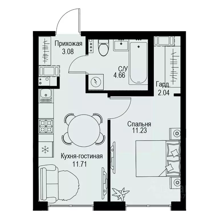 1-к кв. Санкт-Петербург ул. Профессора Попова, 38 (32.72 м) - Фото 0