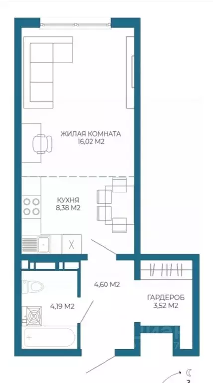 1-к кв. Пензенская область, Пенза Чаадаев жилой комплекс (36.71 м) - Фото 1