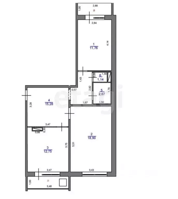 2-к кв. Ульяновская область, Ульяновск Отрадная ул., 79 (62.5 м) - Фото 1
