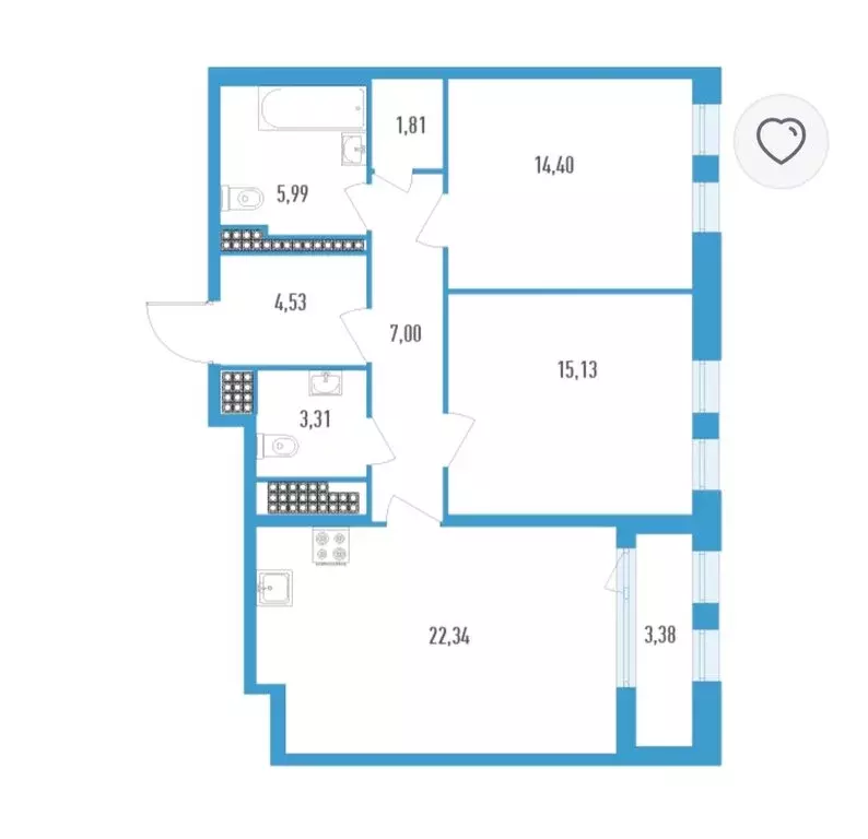 2-комнатная квартира: Санкт-Петербург, улица Типанова, 22 (76 м) - Фото 1