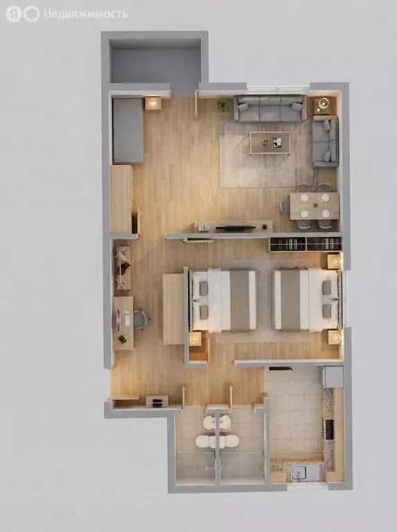 2-комнатная квартира: Архангельск, Ленинградский проспект, 21к3 (46.2 ... - Фото 2