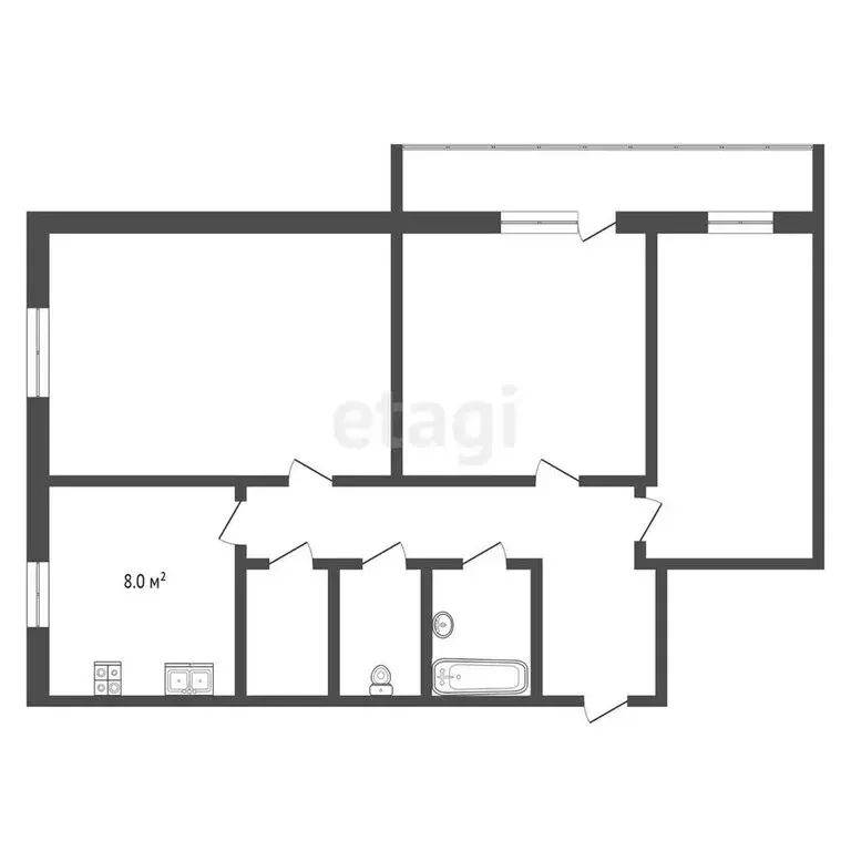 3-комнатная квартира: Ишим, Деповская улица, 162А (59 м) - Фото 0