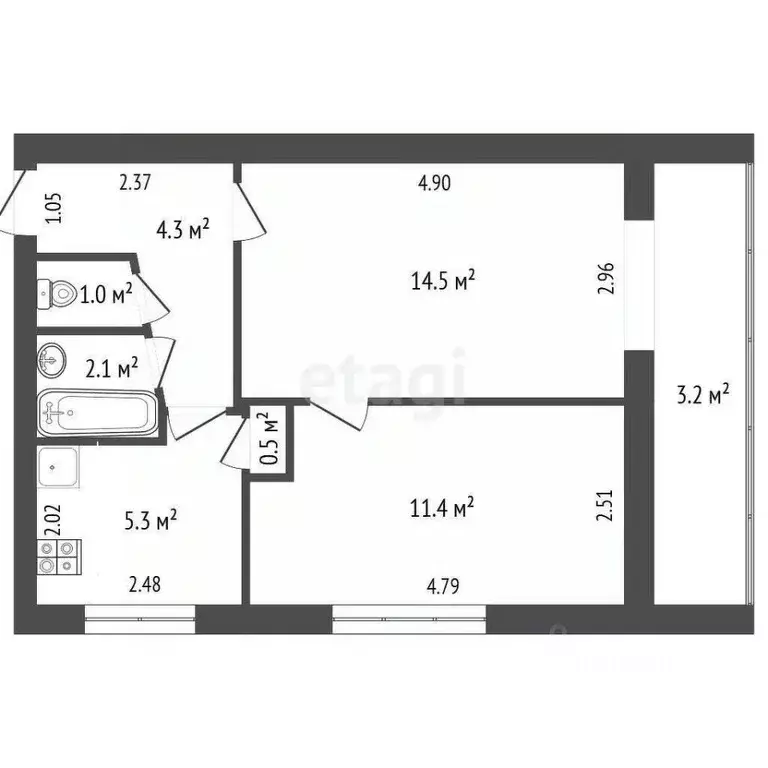 2-к кв. Крым, Черноморское пгт ул. Кирова, 71 (42.3 м) - Фото 1