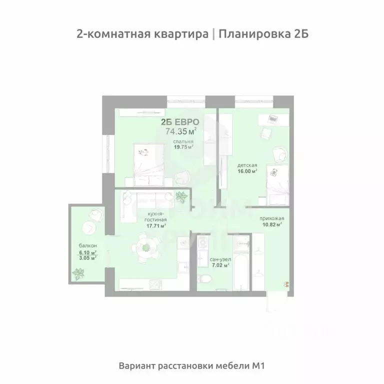 2-к кв. Владимирская область, Владимир Текстильщик СНТ,  (74.35 м) - Фото 1