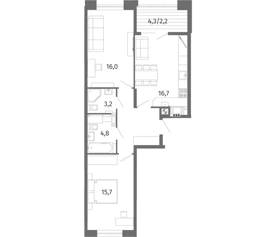 2-комнатная квартира: Калининград, улица Маршала Борзова, 109 (67.7 м) - Фото 0