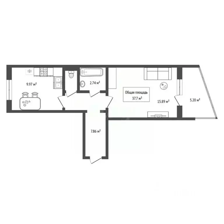 1-к кв. Новосибирская область, Новосибирск ул. Титова, 234/1 (37.7 м) - Фото 1