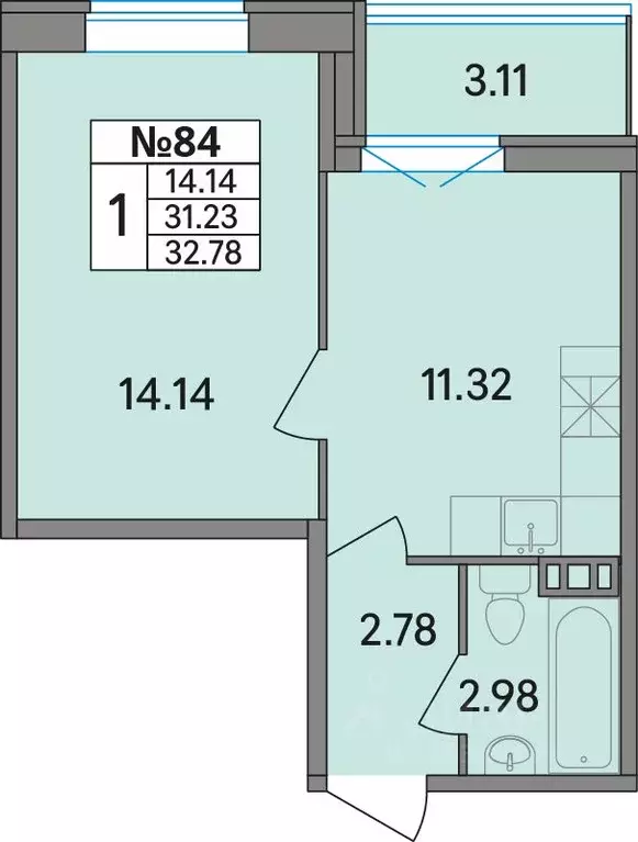 1-к кв. Ленинградская область, Всеволожский район, Агалатовское с/пос, ... - Фото 1