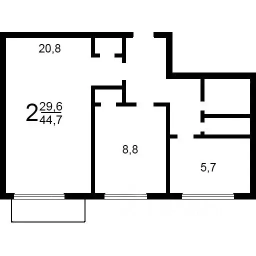 2-к кв. Москва ул. Фабрициуса, 44К2 (46.7 м) - Фото 1