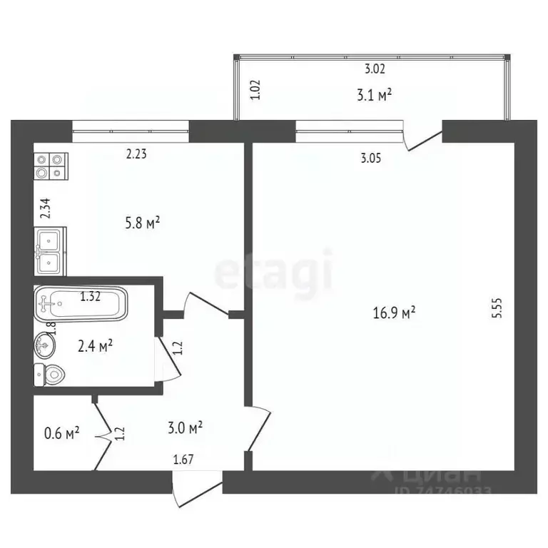 1-к кв. Крым, Красноперекопск 10-й мкр, 2 (29.6 м) - Фото 1