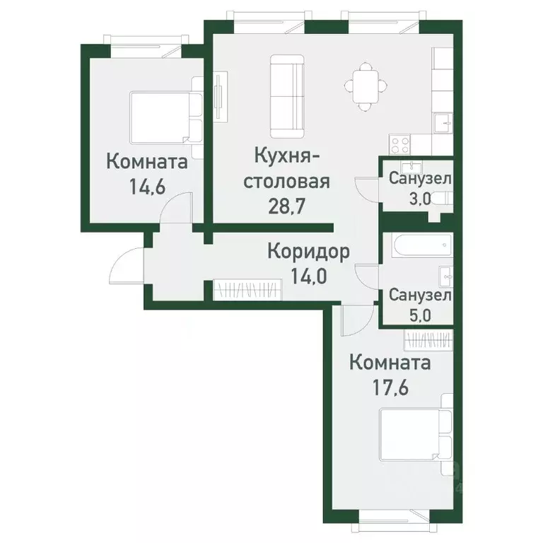 2-к кв. Челябинская область, Челябинский городской округ, пос. ... - Фото 0