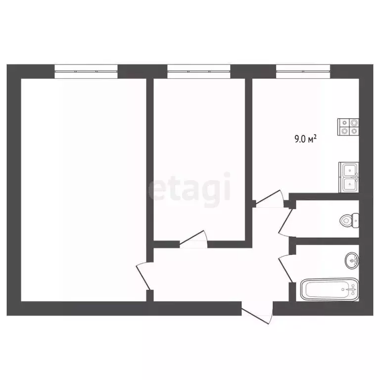 2-к кв. Нижегородская область, Балахна ул. Космонавтов, 12 (45.6 м) - Фото 2