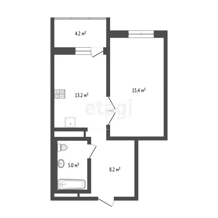 1-комнатная квартира: Тюмень, Велижанская улица, 70к1 (43 м) - Фото 1