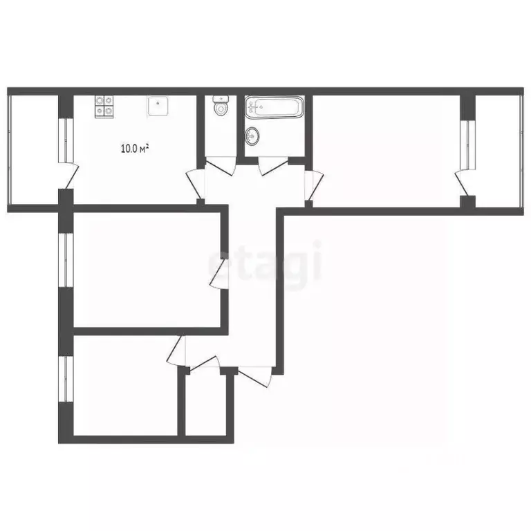 3-к кв. Тюменская область, Тюменский муниципальный округ, с. Каскара ... - Фото 1