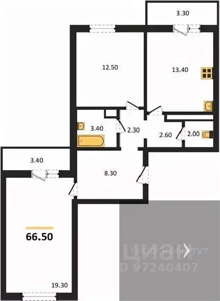 2-к кв. Воронежская область, Воронеж ул. Шидловского, 22 (66.5 м) - Фото 0