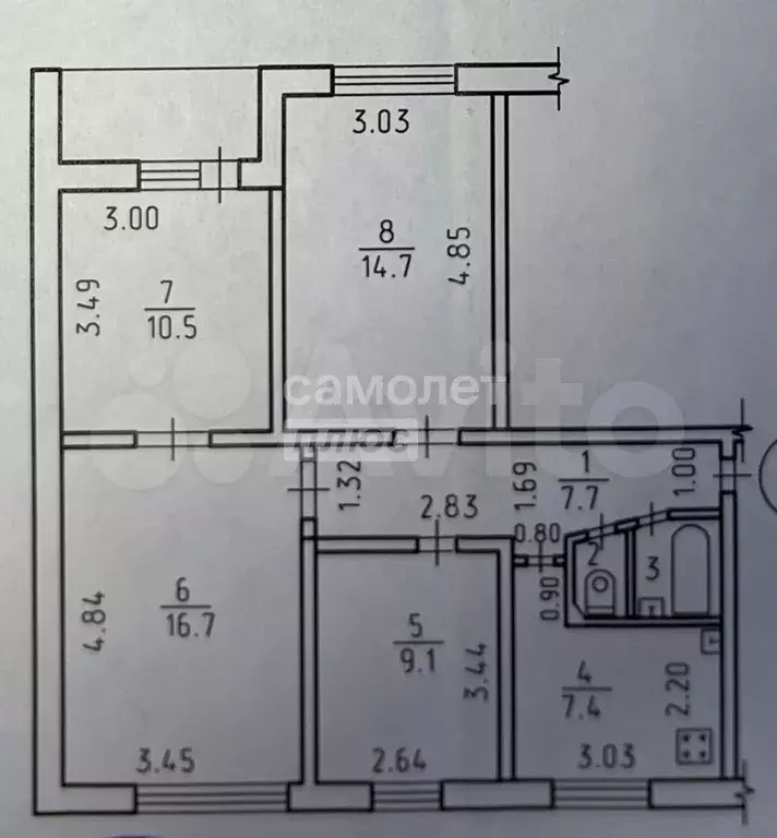 4-к. квартира, 69 м, 1/9 эт. - Фото 0