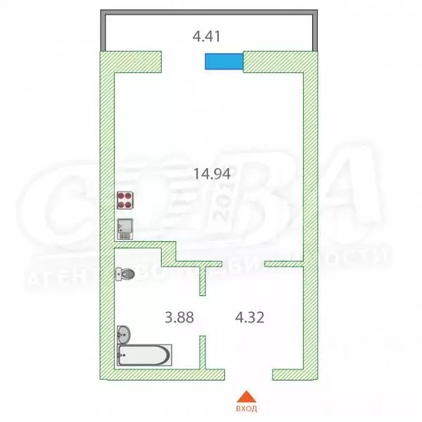 Квартира-студия, 20 м, 3/16 эт. - Фото 0