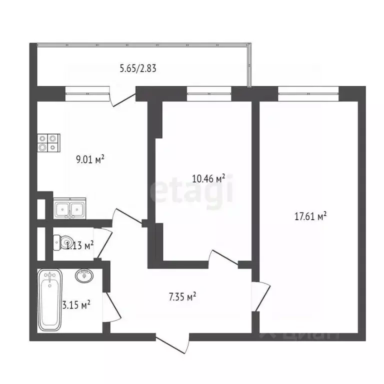 2-к кв. Калужская область, Калуга бул. Солнечный, 18 (51.0 м) - Фото 2