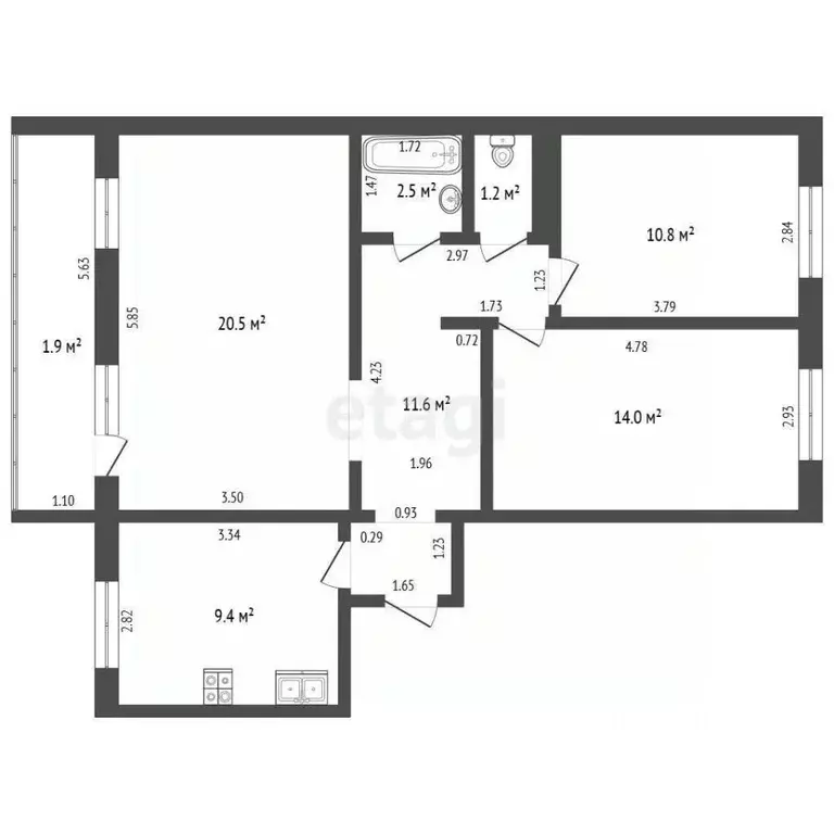 3-к кв. Татарстан, Набережные Челны 62-й комплекс, 11 (70.0 м) - Фото 1