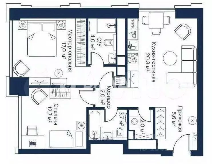 2-к кв. Москва Волоколамское ш., 95/2 (67.4 м) - Фото 2