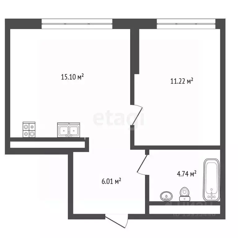 1-к кв. Тюменская область, Тюмень ул. Новоселов, 103 (37.7 м) - Фото 2