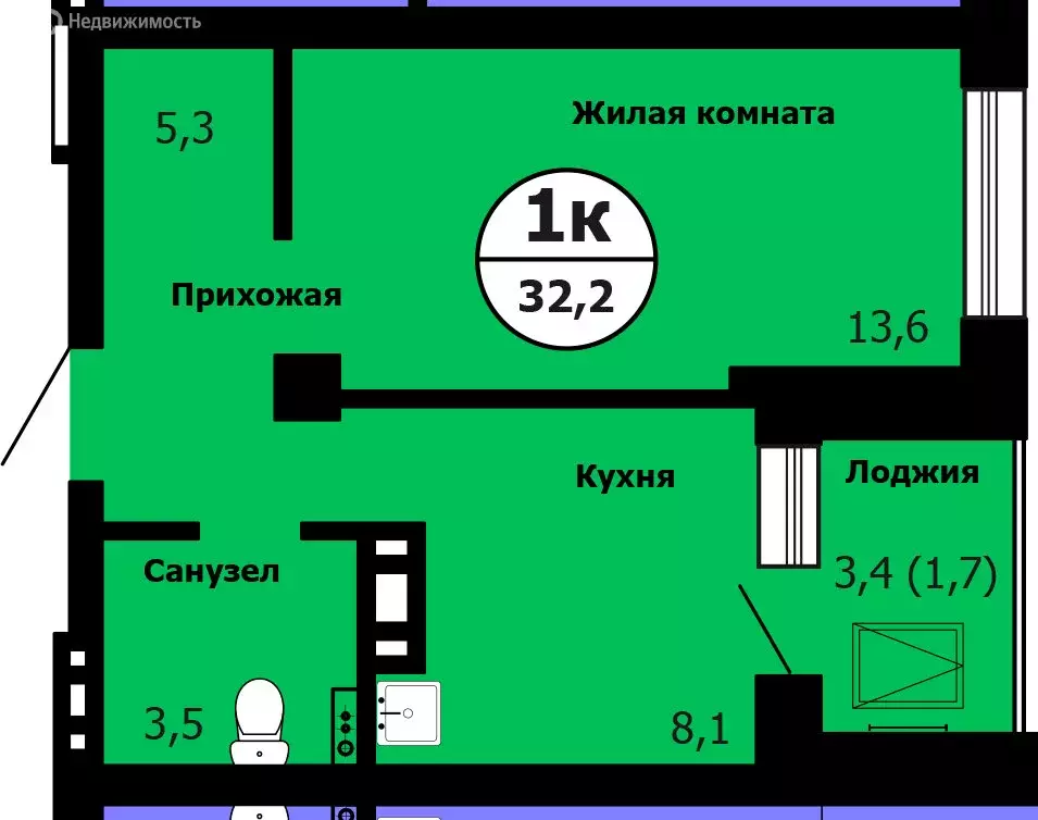 1-комнатная квартира: Красноярск, садоводческое некоммерческое ... - Фото 0