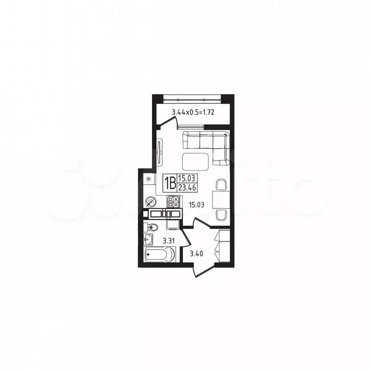 Квартира-студия, 23,5 м, 4/10 эт. - Фото 0