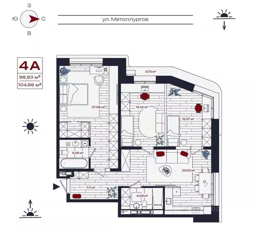4-к кв. Иркутская область, Братск ул. Металлургов, 10 (104.66 м) - Фото 0