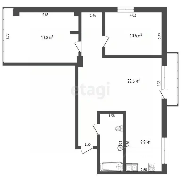 3-к кв. Крым, Симферополь ул. Крылова (68.3 м) - Фото 2