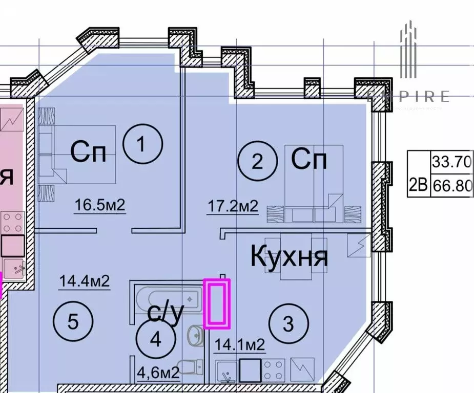 2-комнатная квартира: Грозный, проспект В.В. Путина, 1 (66.8 м) - Фото 1