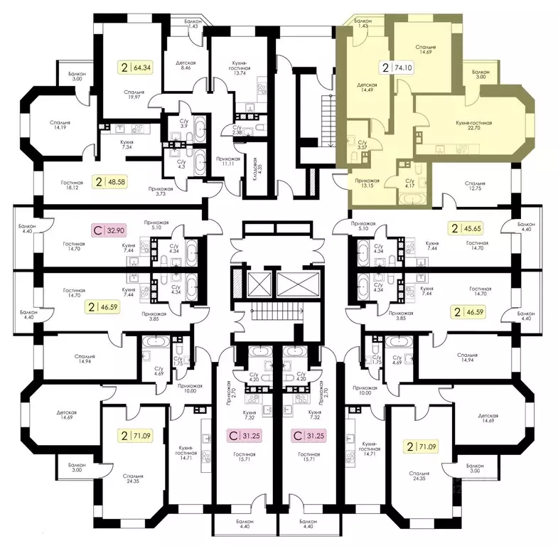 Студия Тверская область, Тверь Урбан Парк жилой комплекс (33.35 м) - Фото 2