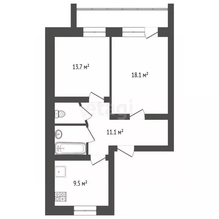 2-к кв. Марий Эл, Медведево городское поселение, Медведево пгт ул. ... - Фото 2