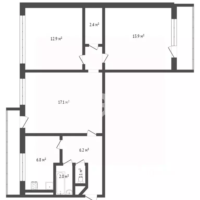 3-к кв. Калининградская область, Калининград Зарайская ул., 3 (64.0 м) - Фото 2