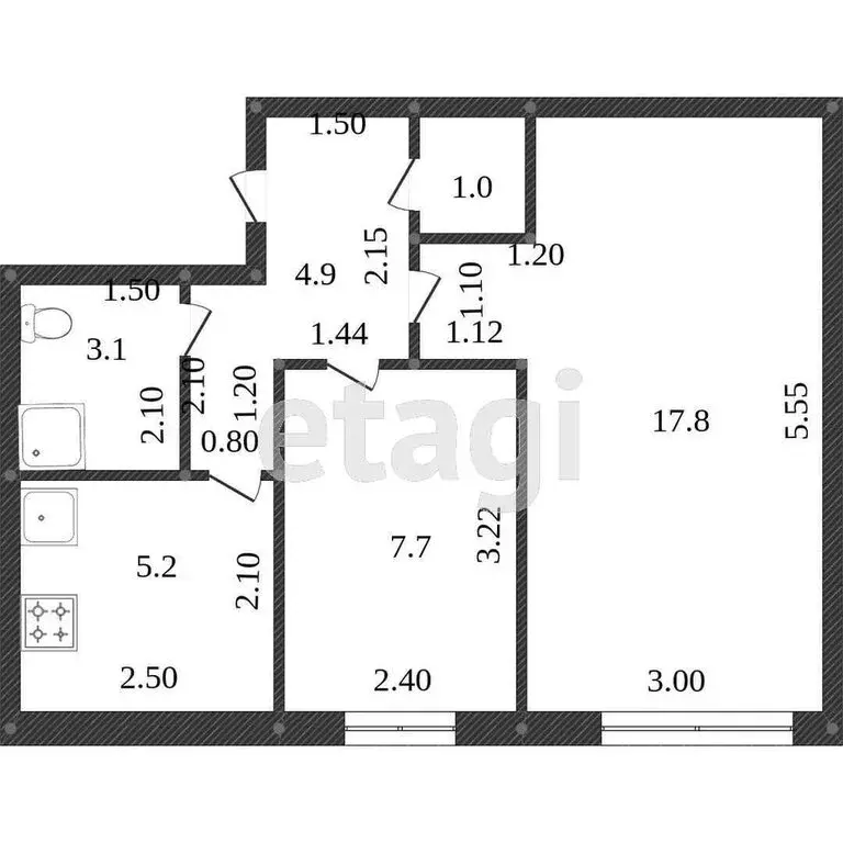 2-комнатная квартира: Ишим, улица Шаронова, 7 (39.8 м) - Фото 1