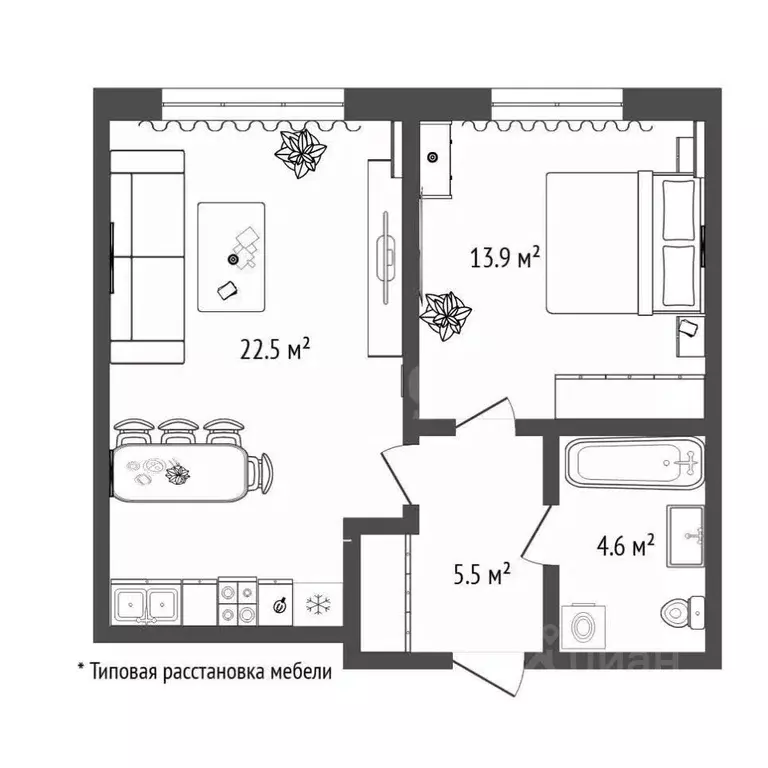 1-к кв. Тюменская область, Тюмень проезд Тихий, 6 (42.0 м) - Фото 1