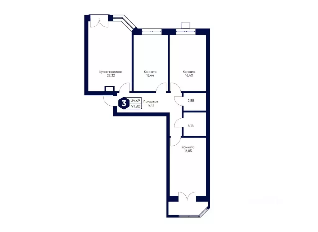 3-к кв. Московская область, Дмитровский муниципальный округ, с. ... - Фото 2