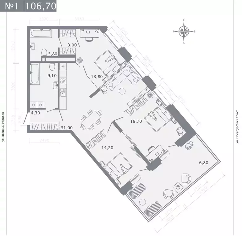3-к кв. Татарстан, Казань ул. Шишкина (106.7 м) - Фото 1