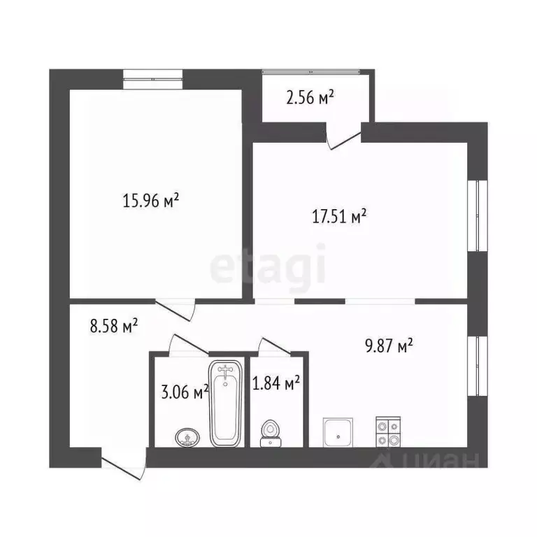 2-к кв. Ленинградская область, Всеволожский район, Заневское городское ... - Фото 2